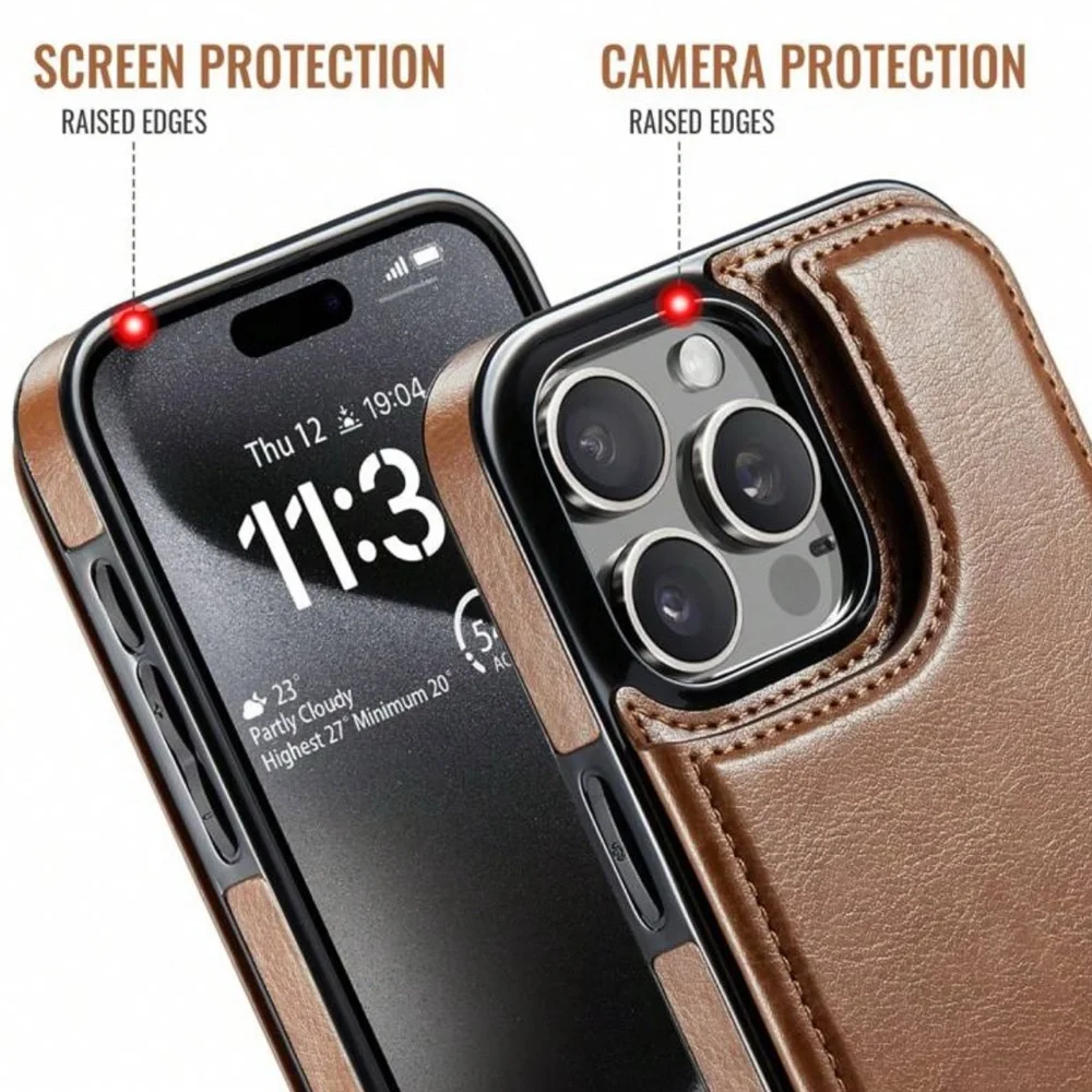 New Brown Leather Wallet Phone Case iphone 16